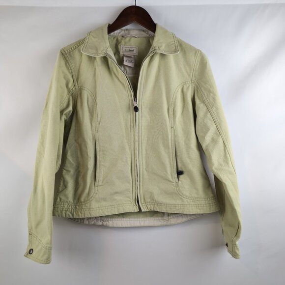 Vintage L.L. Bean Women's Light Green Denim Jacket Zipped Pockets, Small - Picture 1 of 10